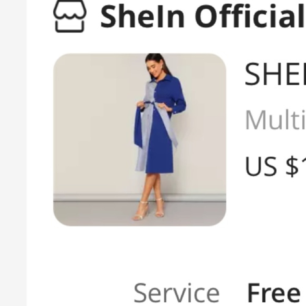 SHEIN midi dress striped with attached belt
